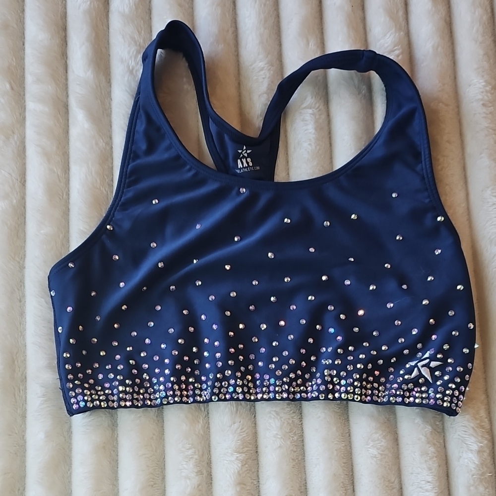 Rebel Navy Blue Rhinestone Sports Bra